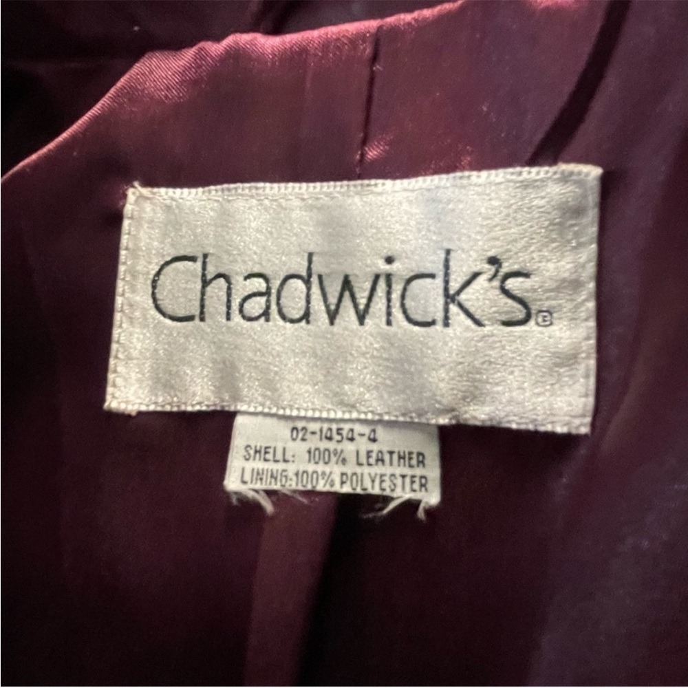 90s Chadwicks Purple Leather Jacket Women's XL Vintage Long Sleeve Classic Glam - Picture 9 of 11